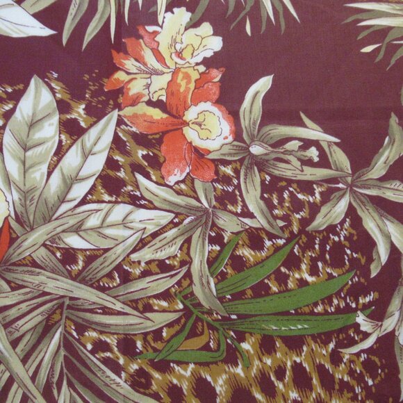 Les Foulards D'Henriette Women Scarf Maroon Floral Vintage USA Square 28.8" - Picture 5 of 9